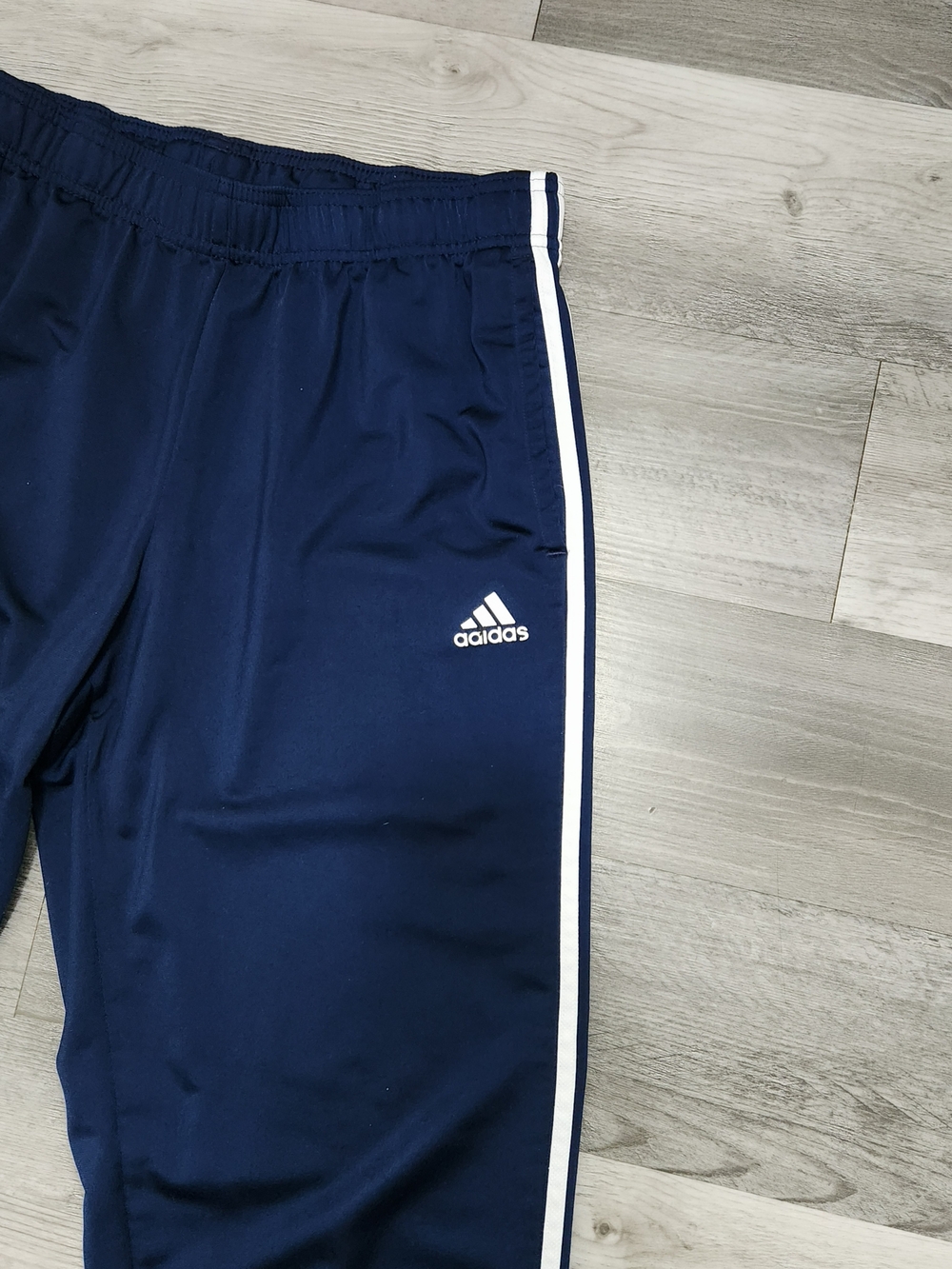 Adidas Youth Navy Track Pants with White Tri-Stripes Logo Size Large - Picture 2 of 12